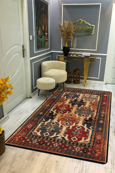 Kaymaz Taban Yıkanabilir Dijital Baskı Dekoratif Modern Desenli Dot Taban Halı Nes V2 Serisi NES031 RENKLİ 160 X 230
