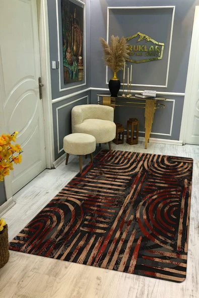 Kaymaz Taban Yıkanabilir Dijital Baskı Dekoratif Modern Desenli Dot Taban Halı Nes V2 Serisi NES010 RENKLİ 160 X 230