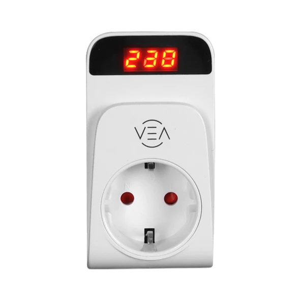 Ayt Vea VE-25530 15A 3520W Dijital Göstergeli Tekli Aşırı Yüksek Gerilim Akım Korumalı Priz