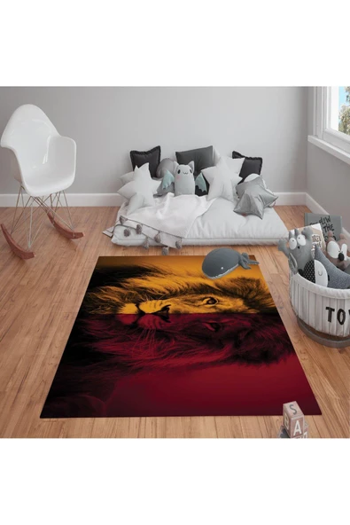 Kaymaz Tabanlı Yıkanabilir Dekoratif Desenli Çocuk Halısı Dot Taban Halı KIRMIZI 160 X 230