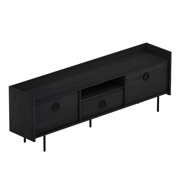 T0015 Lidya Kapaklı, Açık Raflı Tv Sehpası Ahşap siyah - 7