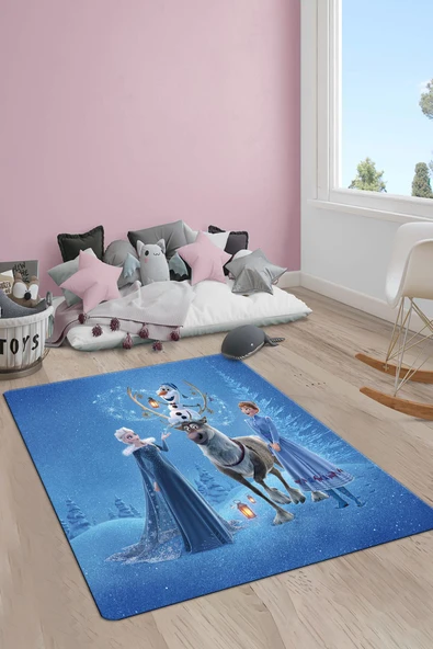 Kaymaz Taban Yıkanabilir Elsa Desenli Çocuk Halısı RENKLİ 140 X 200