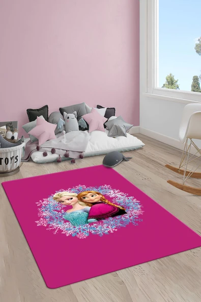 Kaymaz Taban Yıkanabilir Elsa Desenli Çocuk Halısı RENKLİ 80 X 300