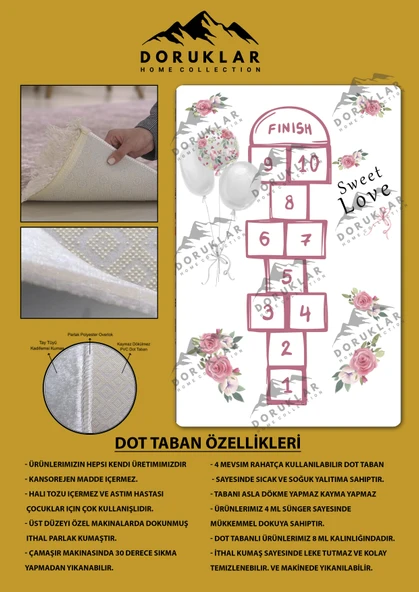 Kaymaz Taban Yıkanabilir Seksek Desenli Çocuk Halısı RENKLİ 100 X 200 - 2