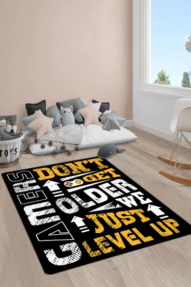 Kaymaz Taban Yıkanabilir Gamer Desenli Çocuk Halısı RENKLİ 80 X 200