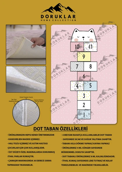 Kaymaz Taban Yıkanabilir Seksek Desenli Çocuk Halısı RENKLİ 120 X 180 - 2