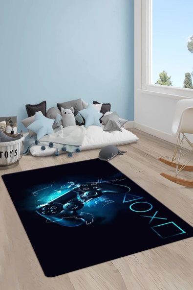 Kaymaz Taban Yıkanabilir Gamer Desenli Çocuk Halısı RENKLİ 160 X 230