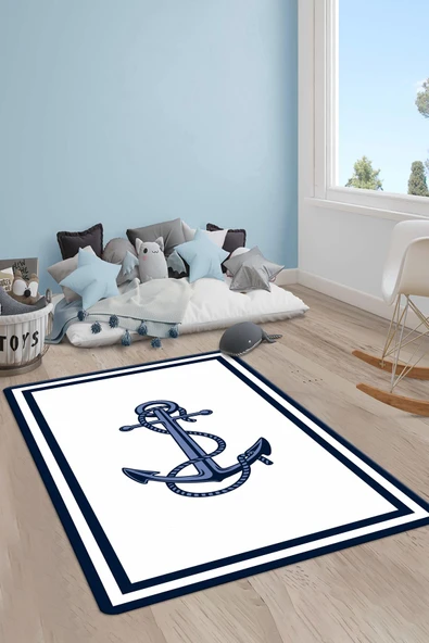 Kaymaz Taban Yıkanabilir Çapa Desenli Çocuk Halısı RENKLİ 200 X 300