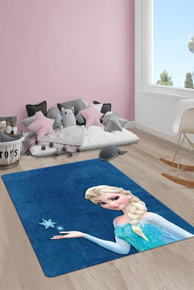 Kaymaz Taban Yıkanabilir Elsa Desenli Çocuk Halısı RENKLİ 100 X 300