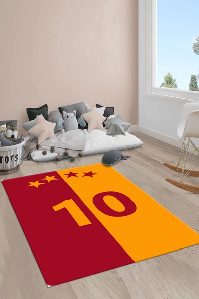 Kaymaz Taban Makinada Yıkanabilir 10 Numara Desenli Çocuk Halısı RENKLİ 80 X 200