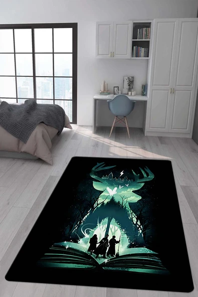 Kaymaz Taban Makinada Yıkanabilir Harry Potter Desenli Çocuk Halısı RENKLİ 140 X 200