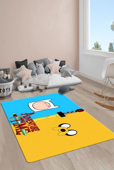 Kaymaz Taban Makinada Yıkanabilir Adventure Time Desenli Çocuk Halısı RENKLİ 160 X 230