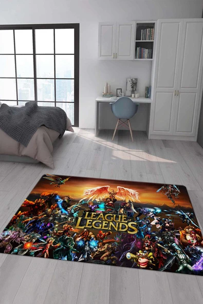 Kaymaz Taban Makinada Yıkanabilir Lol Desenli Çocuk Halısı RENKLİ 80 X 300