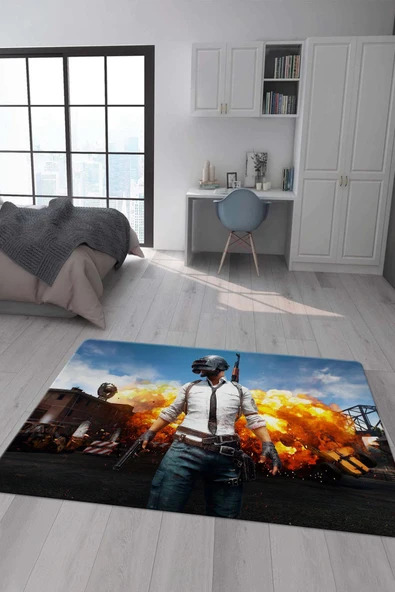 Kaymaz Taban Makinada Yıkanabilir Gamer Oyun Desenli Çocuk Halısı RENKLİ 80 X 200
