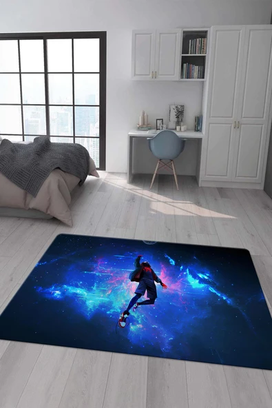 Kaymaz Taban Makinada Yıkanabilir Dijital Baskı Spiderman Desenli Çocuk Halısı RENKLİ 80 X 200