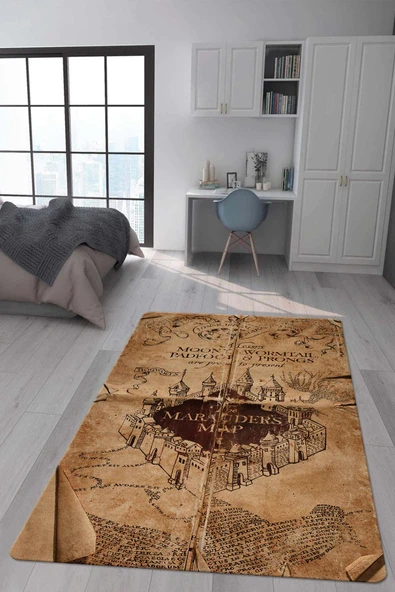 Kaymaz Taban Makinada Yıkanabilir Harry Potter Desenli Çocuk Halısı RENKLİ 80 X 300