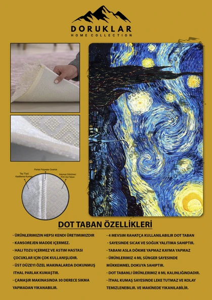 Kaymaz Taban Makinada Yıkanabilir Tablo Desenli Çocuk Halısı RENKLİ 200 X 300 - 2