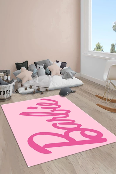 Kaymaz Taban Makinada Yıkanabilir Barbie Desenli Çocuk Halısı RENKLİ 80 X 150