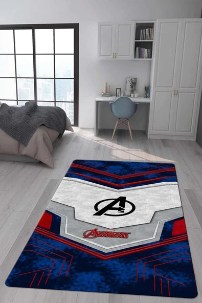 Kaymaz Taban Makinada Yıkanabilir Dijital Baskı Marvel Avengers Desenli Genç Odası Halısı RENKLİ 160 X 230