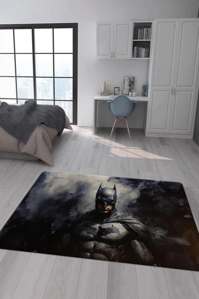 Kaymaz Taban Makinada Yıkanabilir Dijital Baskı Batman Desenli Genç Odası Halısı RENKLİ 160 X 230