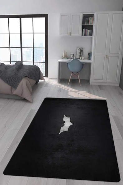 Kaymaz Taban Makinada Yıkanabilir Dijital Baskı Batman Desenli Genç Odası Halısı RENKLİ 80 X 150