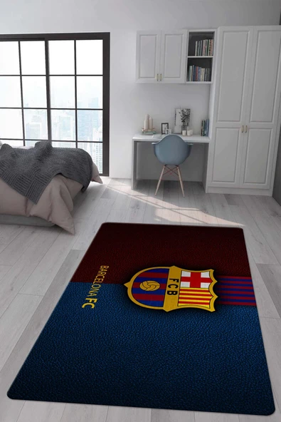 Kaymaz Taban Makinada Yıkanabilir Dijital Baskı Barcelona Desenli Genç Odası Halısı Dot Taban Halı RENKLİ 100 X 300
