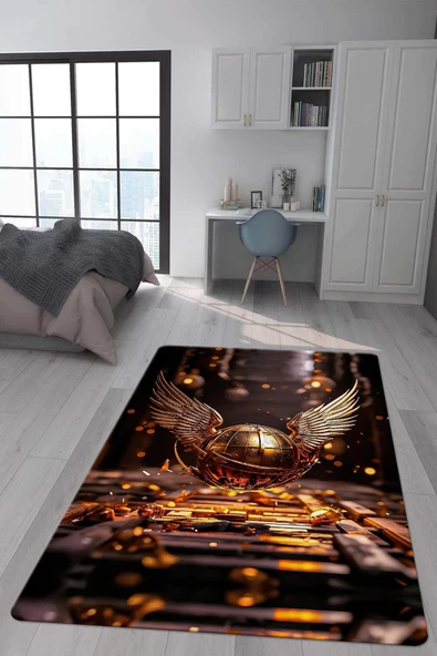 Kaymaz Taban Makinada Yıkanabilir Dijital Baskı Harry Potter Desenli Genç Odası ve Çocuk Odası Halısı Dot Taban Halı RENKLİ 160 X 230