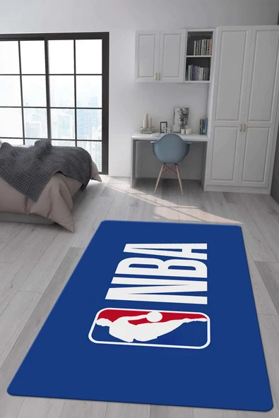 Kaymaz Taban Makinada Yıkanabilir Dijital Baskı Basketbol Desenli Genç Odası Halısı Dot Taban Halı RENKLİ 80 X 150