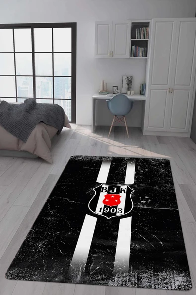 Kaymaz Taban Makinada Yıkanabilir Dijital Baskı Modern Desenli Genç Odası ve Çocuk Odası Halısı Dot Taban Halı RENKLİ 80 X 150
