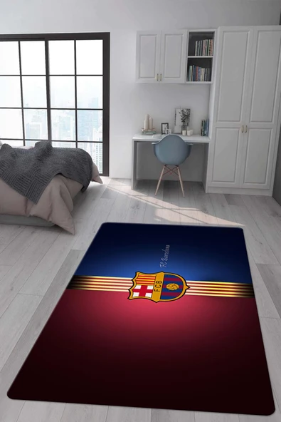 Kaymaz Taban Makinada Yıkanabilir Dijital Baskı Barcelona Desenli Genç Odası ve Çocuk Odası Halısı Dot Taban Halı RENKLİ 200 X 300