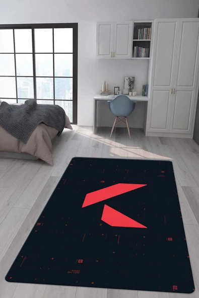 Kaymaz Taban Makinada Yıkanabilir Dijital Baskı Valorant Desenli Genç Odası ve Çocuk Odası Halısı Dot Taban Halı RENKLİ 80 X 300