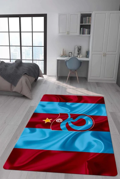 Kaymaz Taban Makinada Yıkanabilir Dijital Baskı Modern Desenli Genç Odası ve Çocuk Odası Halısı Dot Taban Halı RENKLİ 140 X 200