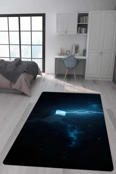 Kaymaz Taban Makinada Yıkanabilir Dijital Baskı Mjölnir Desenli Genç Odası ve Çocuk Odası Halısı Dot Taban Halı RENKLİ 100 X 300