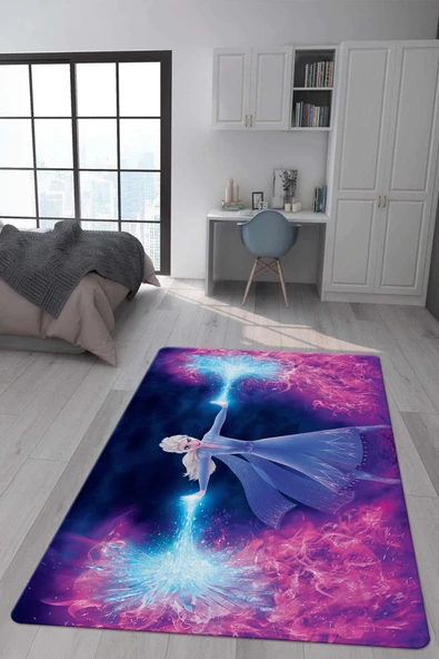 Kaymaz Taban Makinada Yıkanabilir Dijital Baskı Modern Desenli Genç Odası ve Çocuk Odası Halısı Dot Taban Halı RENKLİ 140 X 200