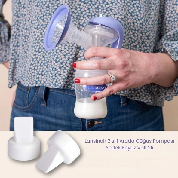 2 si 1 Arada Göğüs Pompası Beyaz Valf 2li, Lansinoh ile Uyumlu - 5