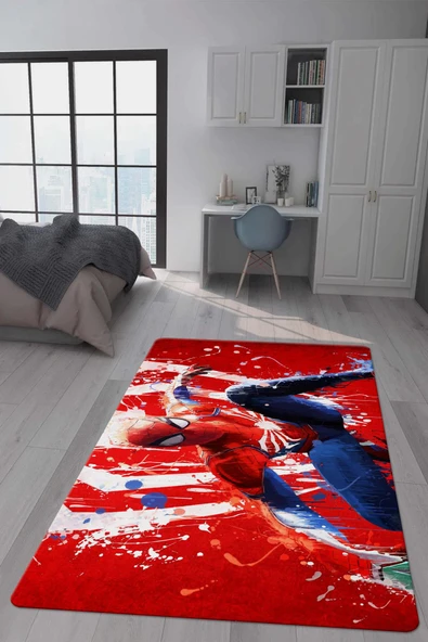 Kaymaz Taban Makinada Yıkanabilir Dijital Baskı Modern Desenli Genç Odası ve Çocuk Odası Halısı Dot Taban Halı RENKLİ 200 X 300