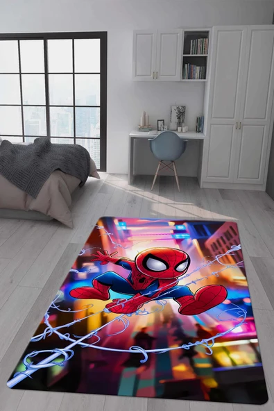 Kaymaz Taban Makinada Yıkanabilir Dijital Baskı Dekoratif Desenli Genç Odası Halısı Dot Taban Halı GNC18 RENKLİ 200 X 300