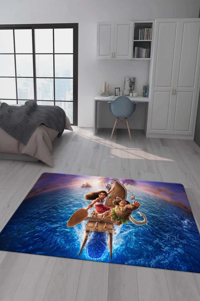 Kaymaz Taban Makinada Yıkanabilir Dijital Baskı Muanna Desenli Genç Odası Halısı Dot Taban Halı GNC34 RENKLİ 80 X 150
