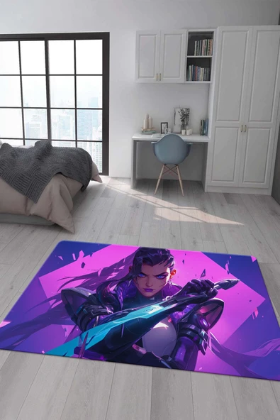 Kaymaz Taban Makinada Yıkanabilir Dijital Baskı Reyna Desenli Çocuk Odası Halısı Dot Taban Halı VL18 RENKLİ 200 X 300 - 1