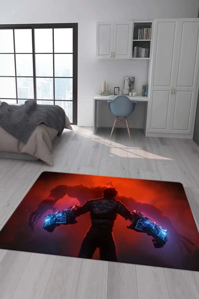 Kaymaz Taban Makinada Yıkanabilir Dijital Baskı Arcane Vi Desenli Çocuk Odası Halısı Dot Taban Halı ARC18 RENKLİ 80 X 150