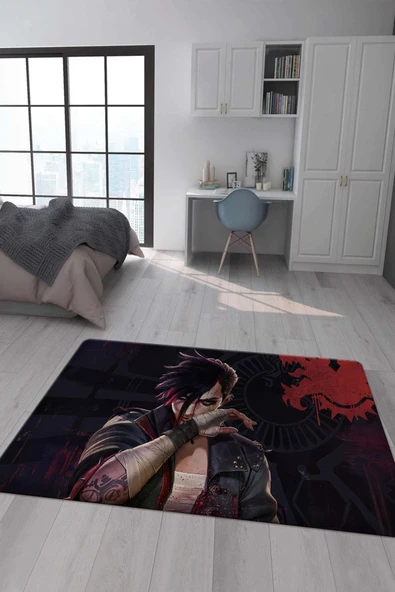 Kaymaz Taban Makinada Yıkanabilir Dijital Baskı Arcane Vi Desenli Çocuk Odası Halısı Dot Taban Halı ARC14 RENKLİ 140 X 200