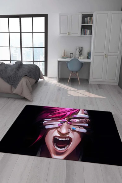 Kaymaz Taban Makinada Yıkanabilir Dijital Baskı Arcane Vi Desenli Çocuk Odası Halısı Dot Taban Halı ARC24 RENKLİ 140 X 200