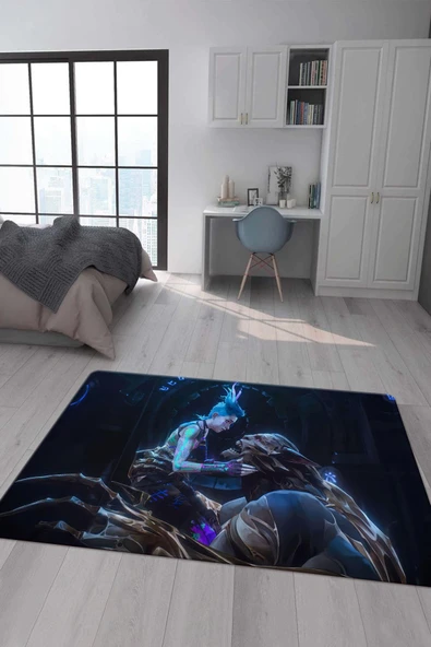 Kaymaz Taban Makinada Yıkanabilir Dijital Baskı Arcane Jinx Desenli Çocuk Odası Halısı Dot Taban Halı ARC15 RENKLİ 160 X 230