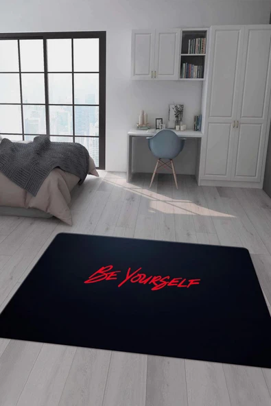 Kaymaz Taban Makinada Yıkanabilir Dijital Baskı Be Yourself Desenli Çocuk Odası Halısı Dot Taban Halı RHR03 RENKLİ 100 X 200