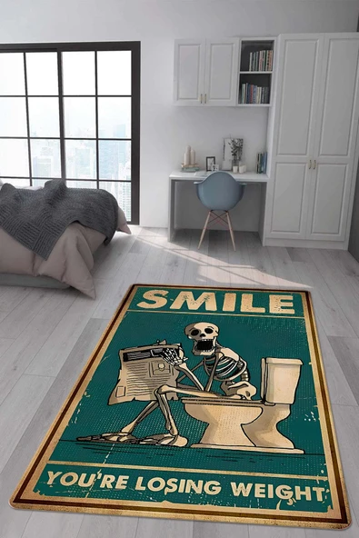 Kaymaz Taban Makinada Yıkanabilir Dijital Baskı Retro Desenli Çocuk Genç Odası Halısı Dot Taban Halı RTR01 RENKLİ 100 X 300