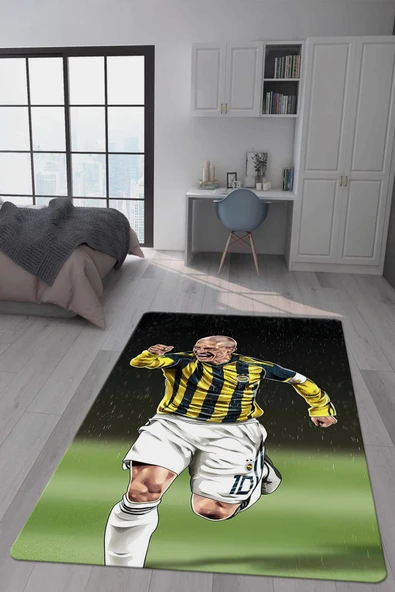Kaymaz Taban Makinada Yıkanabilir Dijital Baskı Alex de Souza Desenli Çocuk Odası Halısı Dot Taban Halı BRK14 RENKLİ 80 X 200