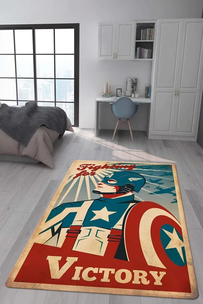 Kaymaz Taban Makinada Yıkanabilir Dijital Baskı Retro Desenli Çocuk Genç Odası Halısı Dot Taban Halı RTR12 RENKLİ 200 X 300