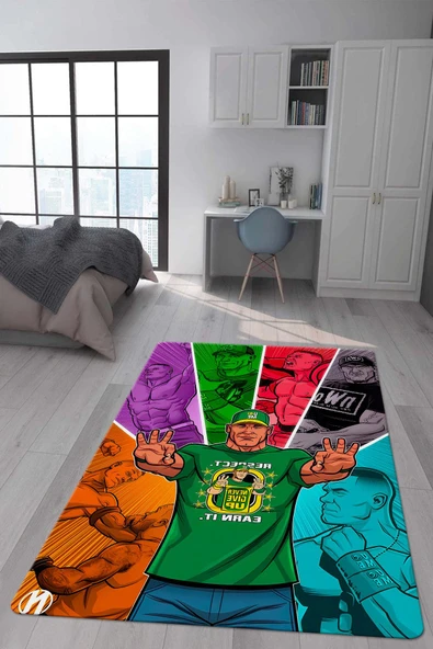 Kaymaz Taban Makinada Yıkanabilir Dijital Baskı Modern Desenli Çocuk Genç Odası Halısı Dot Taban Halı WLD30 RENKLİ 80 X 150