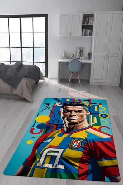 Kaymaz Taban Makinada Yıkanabilir Dijital Baskı Modern Desenli Çocuk Genç Odası Halısı Dot Taban Halı WLD04 RENKLİ 80 X 200