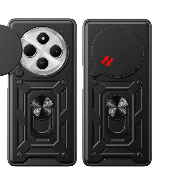 Xiaomi Redmi 14C 4G Kılıf Magnetik Standlı Kamera Korumalı Sürgülü Vega Kapak - Resim 7